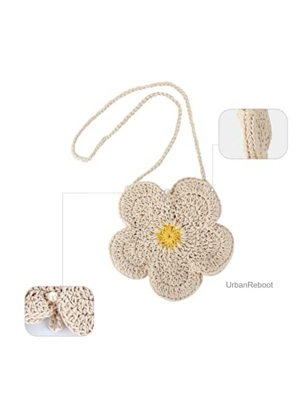 Girls Crossbody Shoulder Bag Knitted Cotton Strawberry Purse Fashion Handbag